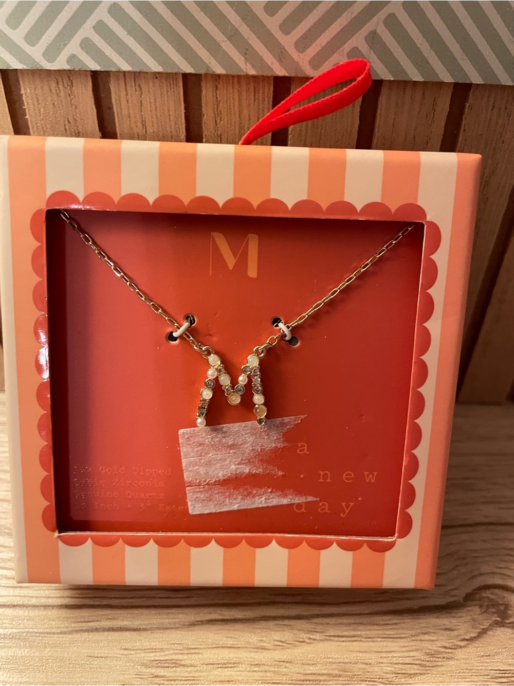 A New Day Gold Initial 'M' Necklace with Box New